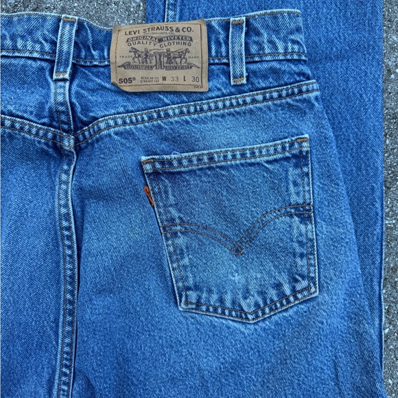 Levi’s 90s Vintage 505 Regular Fit Straight Leg Orange Tab Denim Jeans 33x30 Men - Picture 2 of 9